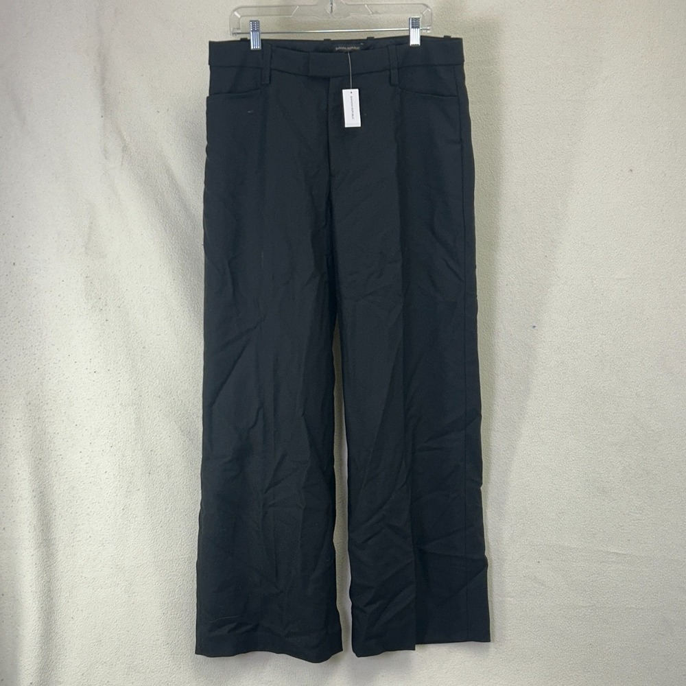 NWT Banana Republic Women's 12 Lido Wide Leg Italian Wool Pants Black High Rise